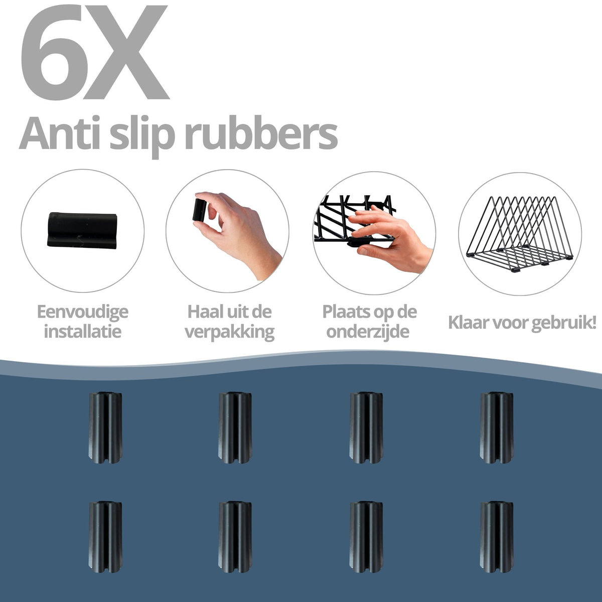 manual of hoe de antislip rubbers geplaatst kunnen worden op het Lp rack