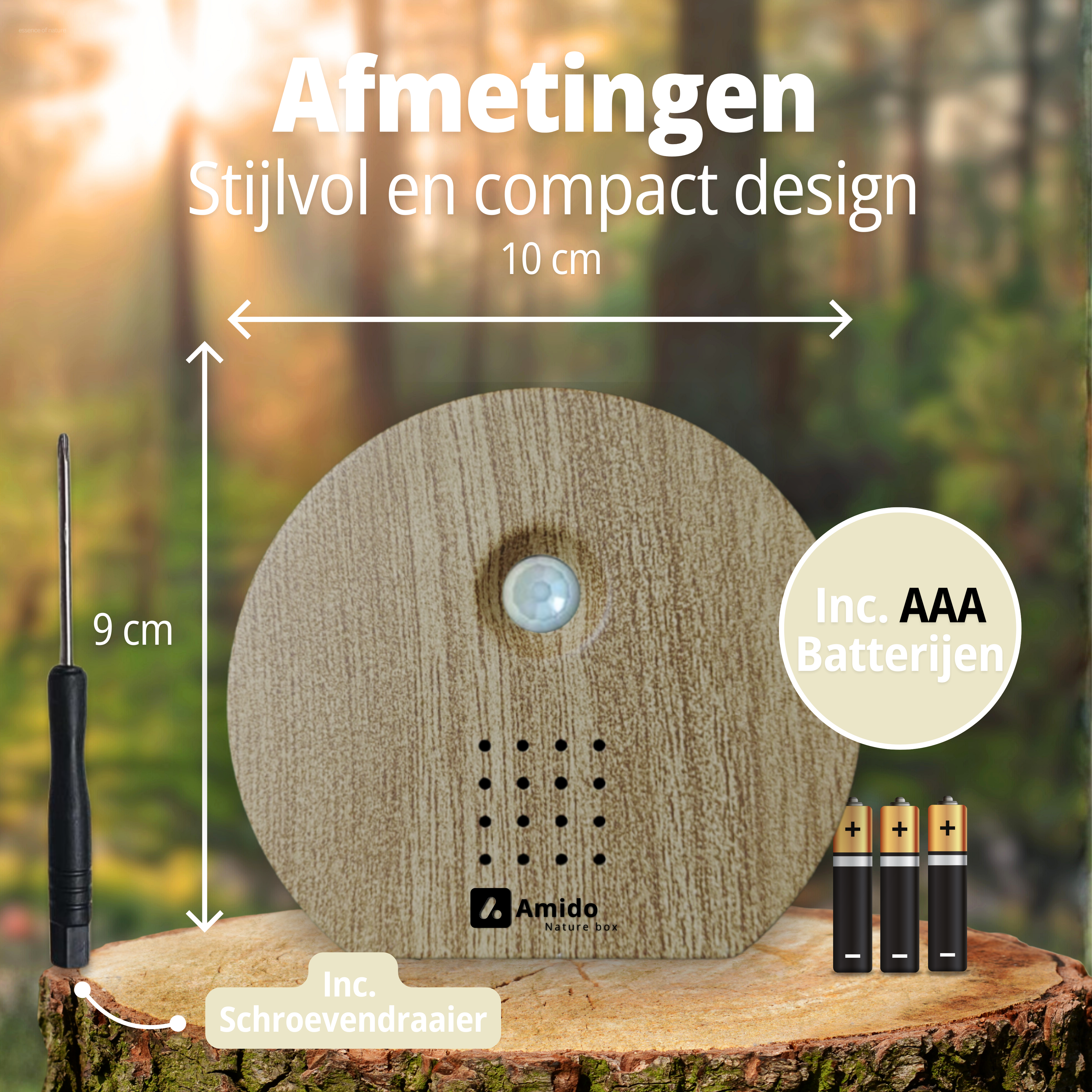 Vogelhuisje met Geluid voor Binnen Combi Deal | Amido® Nature Sound Box met Sensor Bamboe & Dark Oak