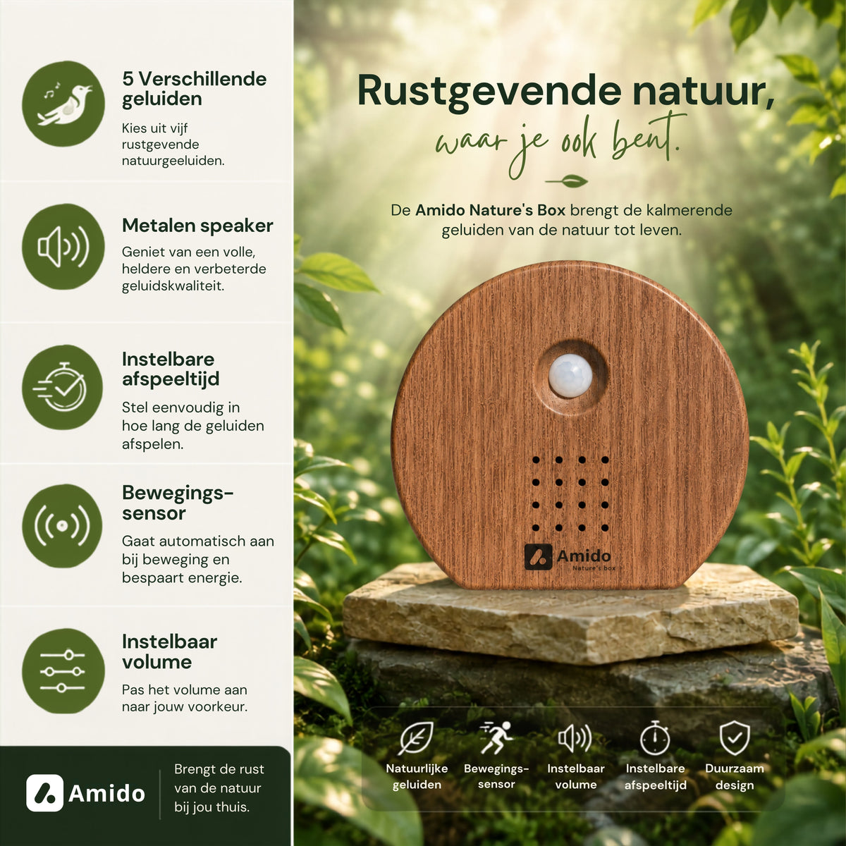 details van het vogelhuisje met geluid dark oak