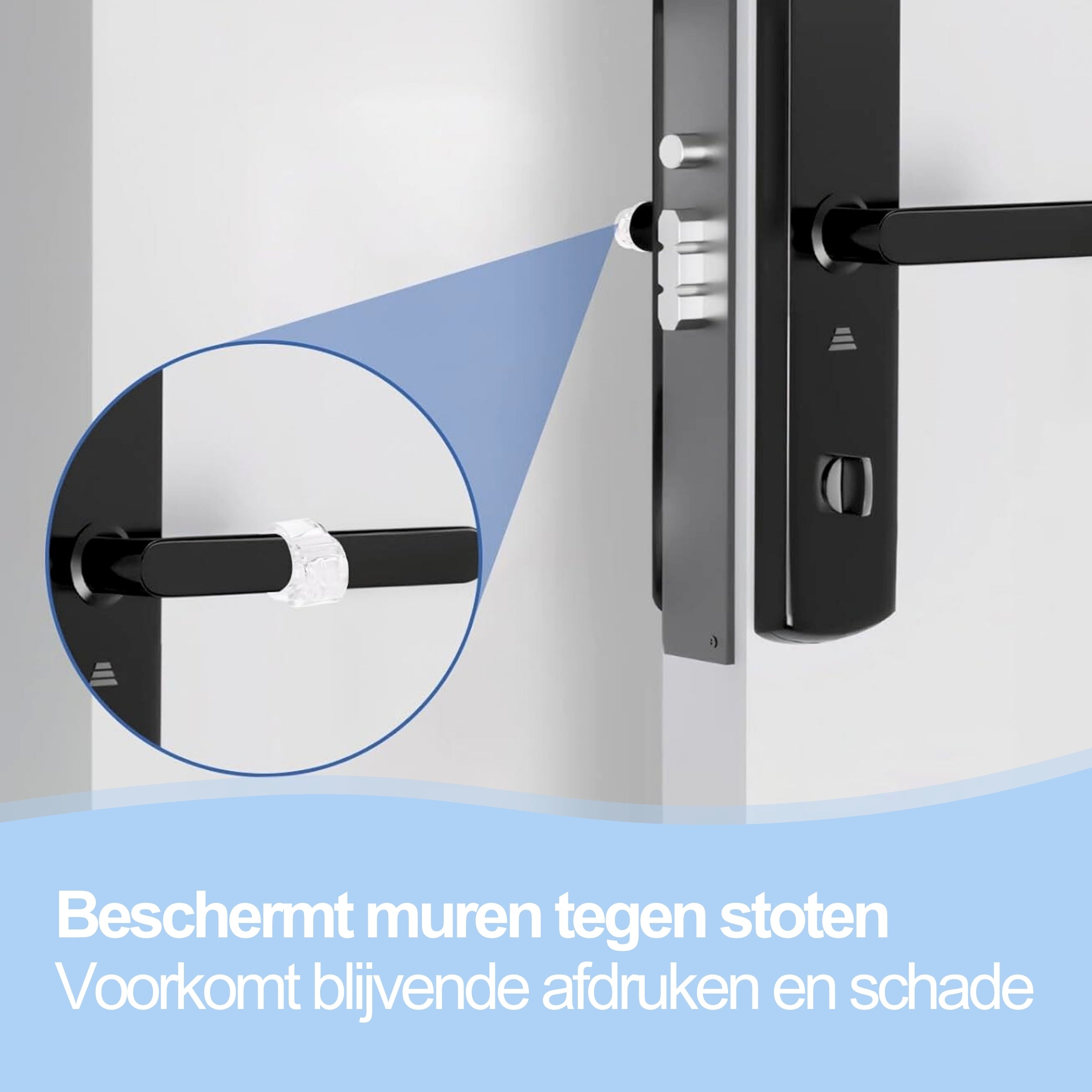 Deurstopper Deurklink Set van 8 | Amido® Siliconen Deurbeschermer Transparant