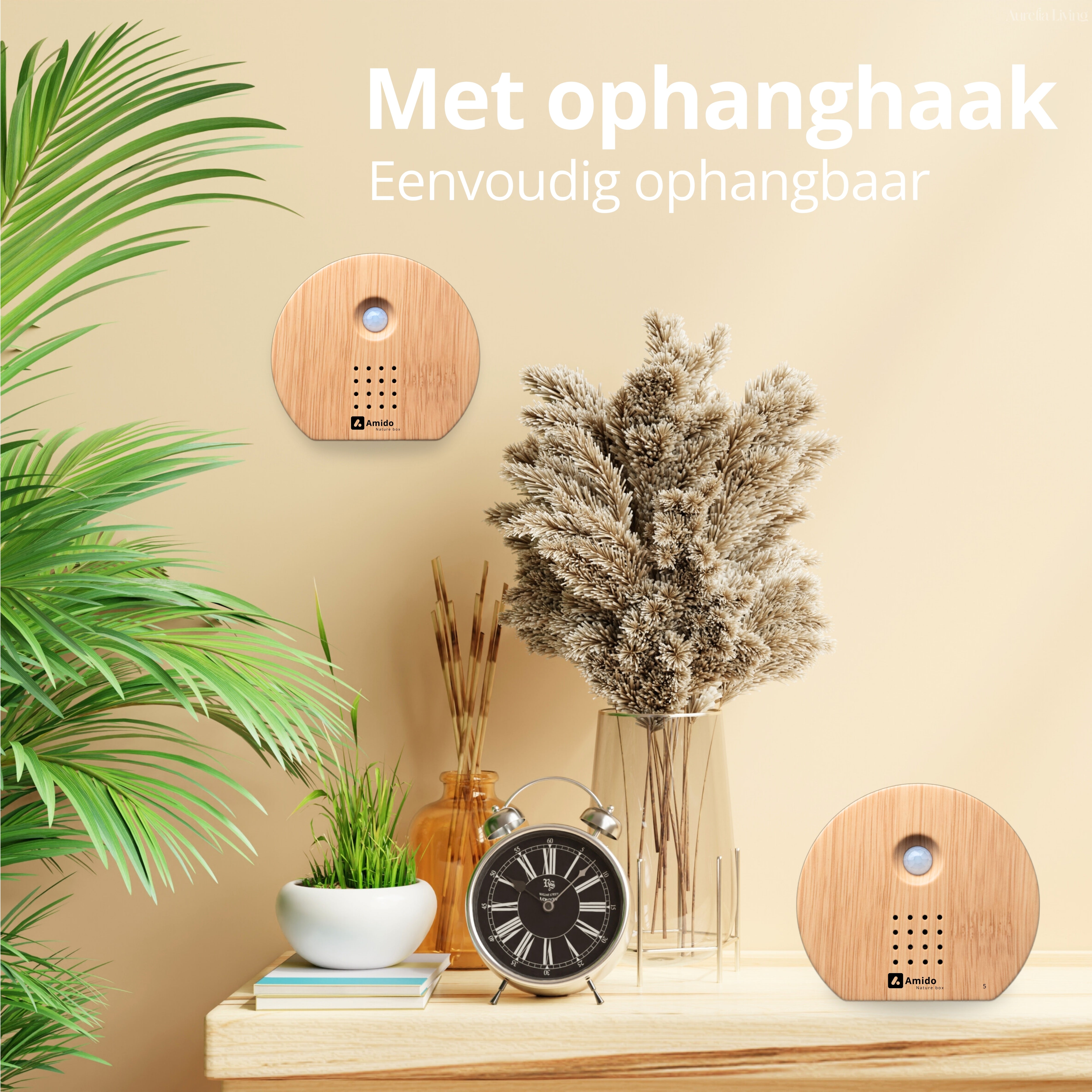 bamboe sound box met bewegingssensor in hal voor rustgevende natuurgeluiden