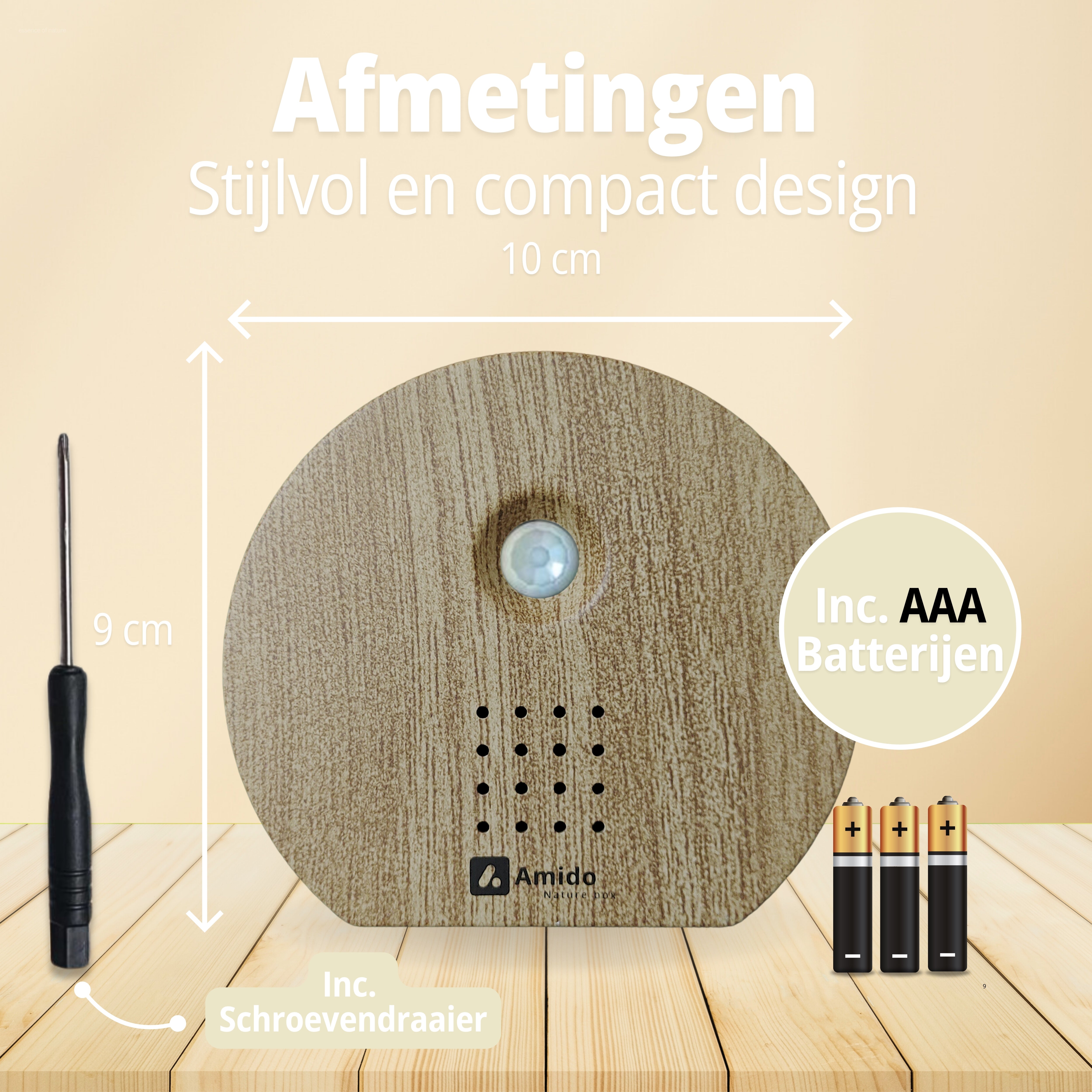 perfecte afmetingen voor iedere ruimten inclusief batterijen en schroeven draaier 